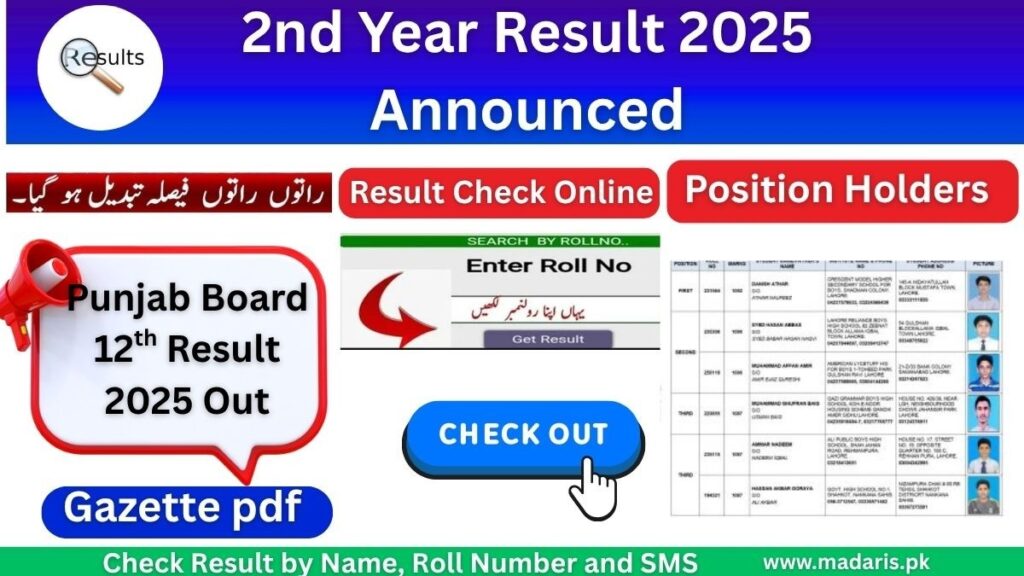 Results announced date for Punjab Boards Intermediate Parts 2, 2025